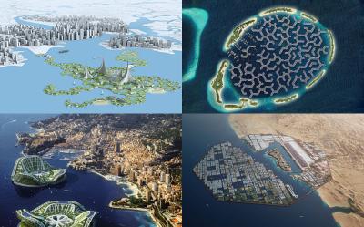 Impressions of large-scale floating cities 